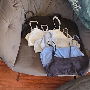 Fruit of the Loom Cotton-Blend Bralette Set — Blue, Black, White, Gray